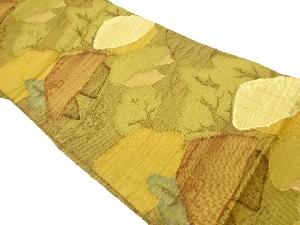 手織り真綿紬変わり屋敷に木々模様織出し名古屋帯